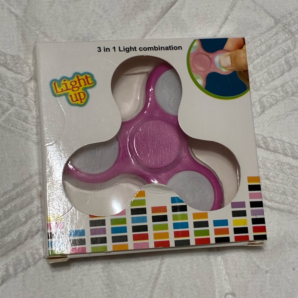 New In Box LED Light Up Pink Fidget Spinner